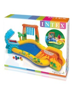 Intex Playcenter Dinosaur, centro giochi gonfiabile, piscina bambini, scivolo acquatico, dinosauri, 249x191x109 cm