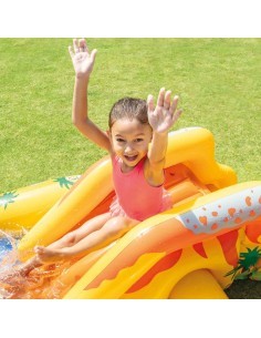 Intex Playcenter Dinosaur, centro giochi gonfiabile, piscina bambini, scivolo acquatico, dinosauri, 249x191x109 cm
