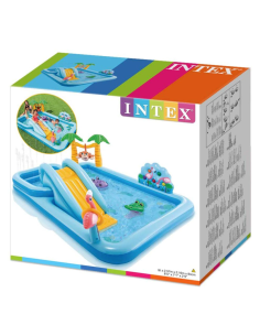 Playcenter Jungle Intex 244x198x71 cm  Piscina Gonfiabile con Scivolo e Giochi per Bambini