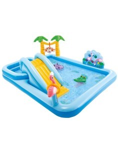 Playcenter Jungle Intex 244x198x71 cm  Piscina Gonfiabile con Scivolo e Giochi per Bambini