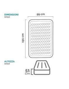 Intex Materasso Singolo Dura-Beam Supreme, 99x191x51 cm, Con Pompa Elettrica, Comfort e Stabilità, Vellutato