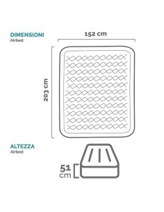 Intex Materasso Matrimoniale Dura-Beam Supreme 152x203x51 cm, Con Pompa Elettrica, Comfort e Resistenza