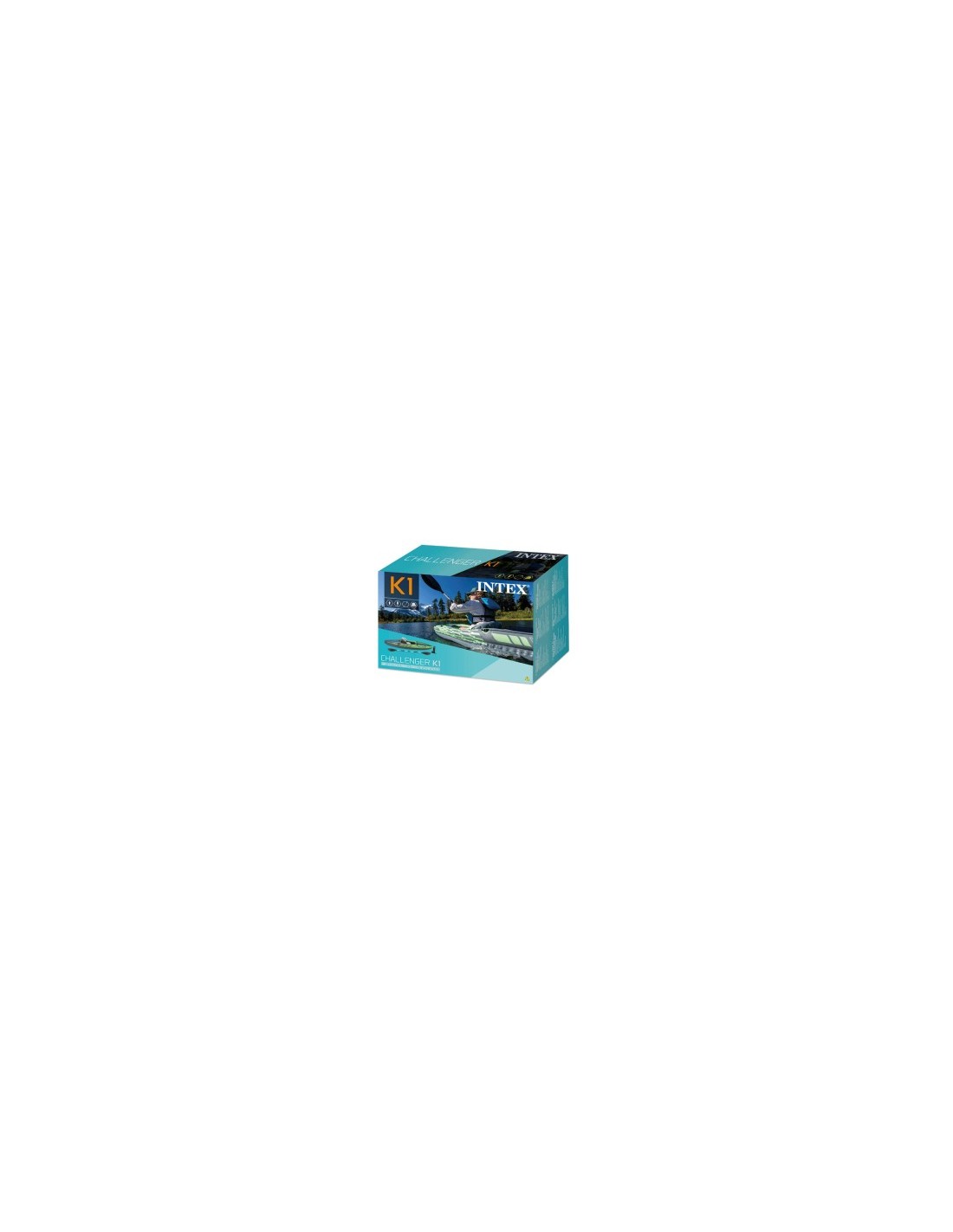 Intex  Canoa Challenger K1, 274x76x33 cm, 1 Posto, Gonfiabile, con Remi e Pompa, per Lago e Fiume