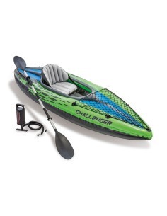 Intex  Canoa Challenger K1, 274x76x33 cm, 1 Posto, Gonfiabile, con Remi e Pompa, per Lago e Fiume