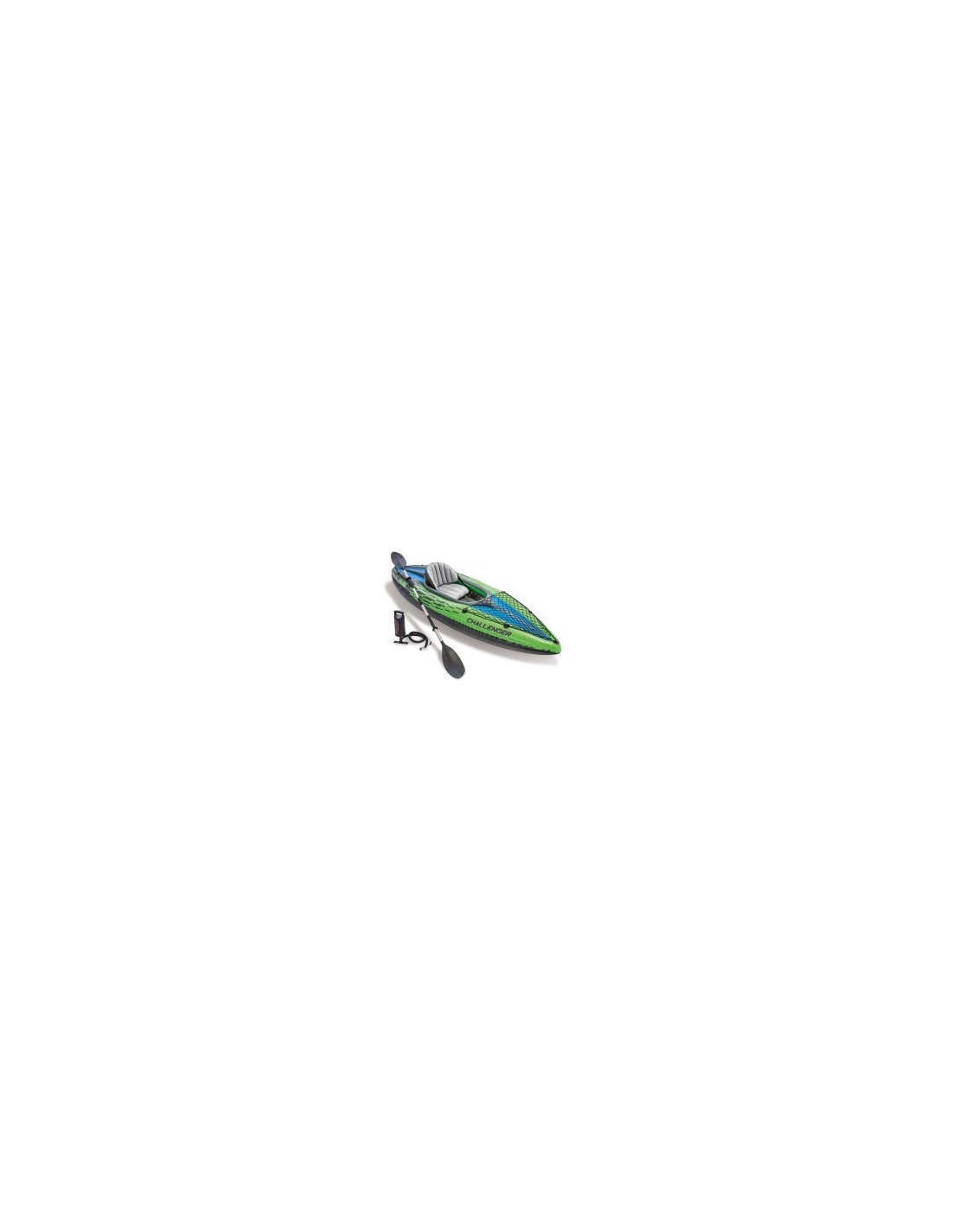 Intex  Canoa Challenger K1, 274x76x33 cm, 1 Posto, Gonfiabile, con Remi e Pompa, per Lago e Fiume