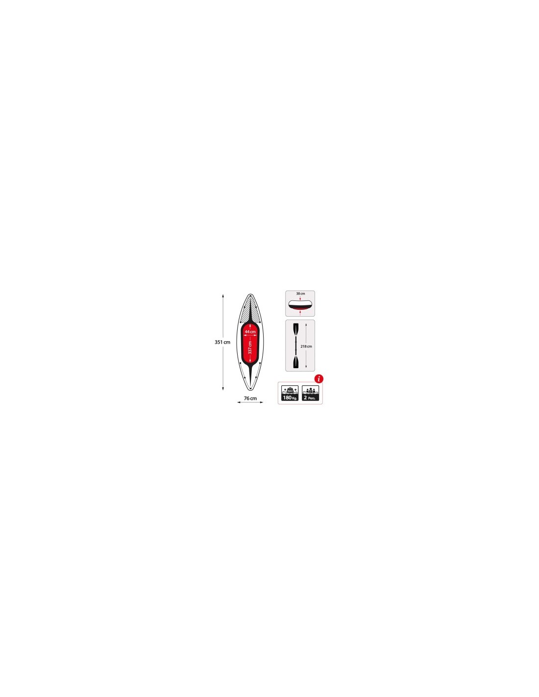 Intex Canoa Challenger K2, 351x76x38 cm, 2 Posti, Gonfiabile, Con Remi e Pompa, Resistente e Sportiva