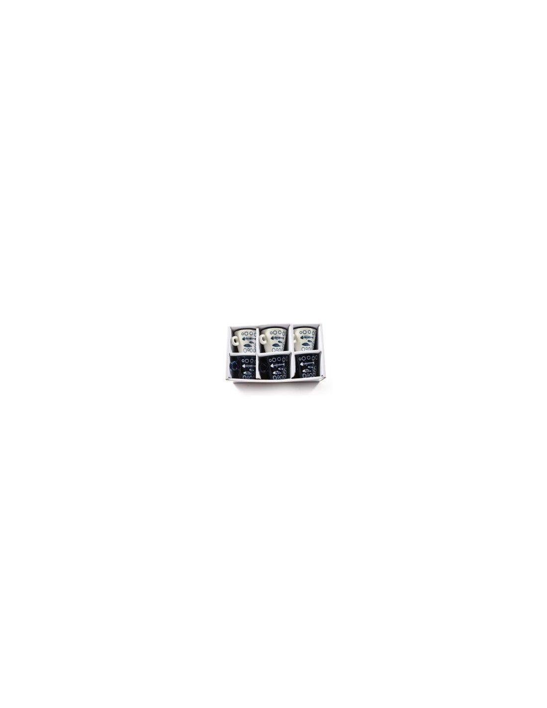 SET 6 TAZZINE CAFFE 23489 DECORO MARE 90ML ASSORTITO PORCELLANA