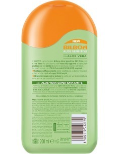Bilboa, Protezione Solare Corpo Aloe Sensitive SPF 50+, Latte Solare Alta per Pelli Sensibili, 200 ml