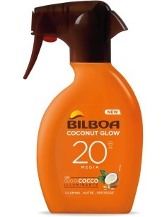 Bilboa, Trigger Solare Coconut Glow SPF 20, Crema Solare Spray con Olio di Cocco e Vitamina E, 250 ml
