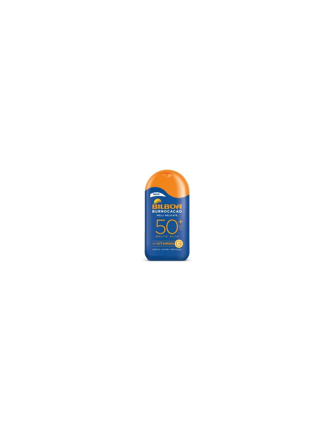 Bilboa Burrocacao Latte Solare SPF 50+, Protezione Solare Molto Alta per Pelli Sensibili, Formula con Vitamina C, 200 ml
