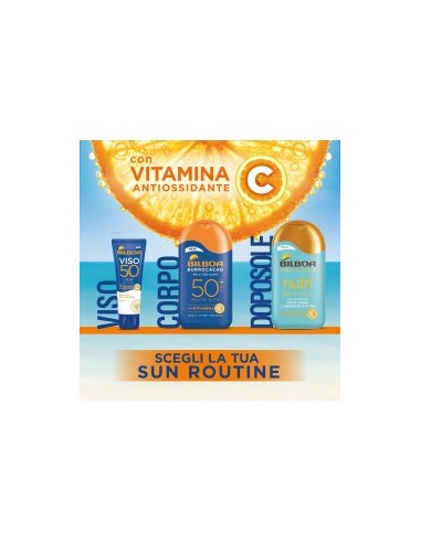 Bilboa Burrocacao Latte Solare SPF 50+, Protezione Solare Molto Alta per Pelli Sensibili, Formula con Vitamina C, 200 ml