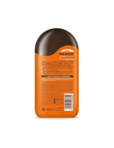 Bilboa, Latte Solare Coconut Glow SPF 15, Crema Solare con Olio di Cocco e Vitamina E, Leggera sulla Pelle, 200 ml
