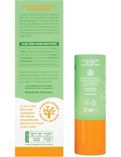 Bilboa Stick Solare SPF 50+ con Aloe Vera, ideale per le zone sensibili come labbra, tatuaggi, nei e cicatrici, 12 ml