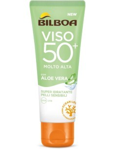 Bilboa, Protezione Solare Viso Aloe Sensitive SPF 50+, Crema Solare Alta per Pelli Sensibili, 50 ml