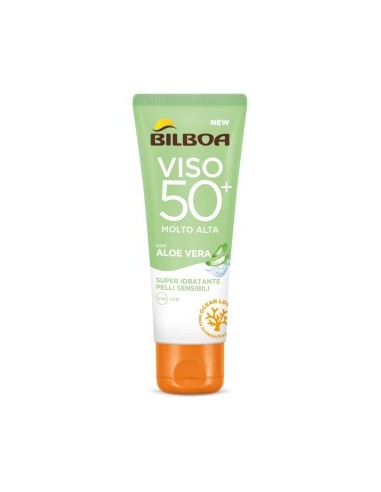 Bilboa, Protezione Solare Viso Aloe Sensitive SPF 50+, Crema Solare Alta per Pelli Sensibili, 50 ml