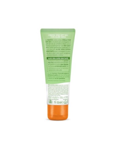 Bilboa, Protezione Solare Viso Aloe Sensitive SPF 50+, Crema Solare Alta per Pelli Sensibili, 50 ml