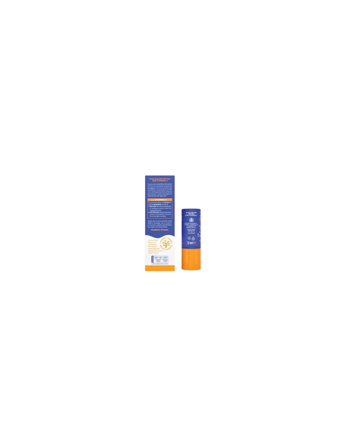Bilboa Stick Solare SPF 50+ con Vitamina C, ideale per le zone sensibili come labbra, tatuaggi, nei e cicatrici, 12ml