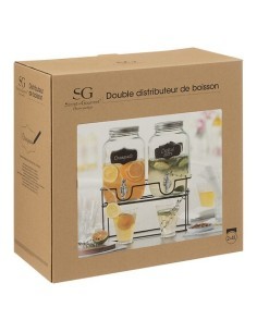 Set 2 dispenser per bevande da 4 litri con supporto in acciaio 2