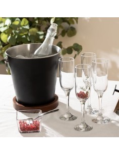 Secchiello per champagne in legno di mango nero