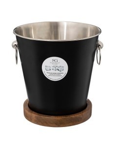 Secchiello per champagne in legno di mango nero