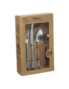 Servizio di posate 24 pezzi Flora in acciaio inox