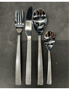 Set posate 24 pezzi, acciaio inox, finitura argento, Lira, 6 forchette, 6 coltelli, 6 cucchiai, 6 cucchiaini, 21,7 cm