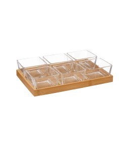 Set aperitivo 7 pezzi bambù e vetro