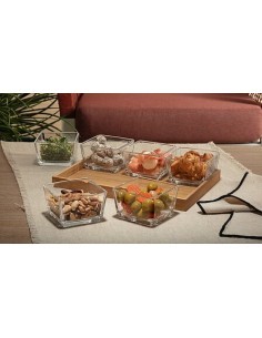 Set aperitivo 7 pezzi bambù e vetro