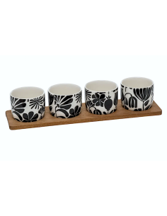 Set aperitivo Twisted Lime 5 pezzi con vassoio rettangolare in acacia