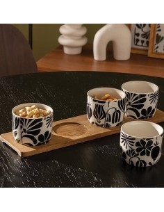 Set aperitivo Twisted Lime 5 pezzi con vassoio rettangolare in acacia