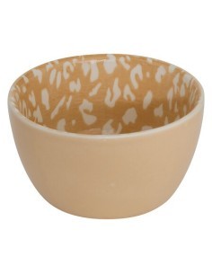 Servizio aperitivo 4 pezzi, coppette stoneware, vassoio bambù, beige e moka, design elegante, 30x10x6 cm
