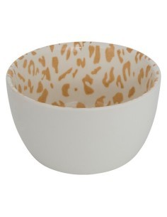 Servizio aperitivo 4 pezzi, coppette stoneware, vassoio bambù, beige e moka, design elegante, 30x10x6 cm