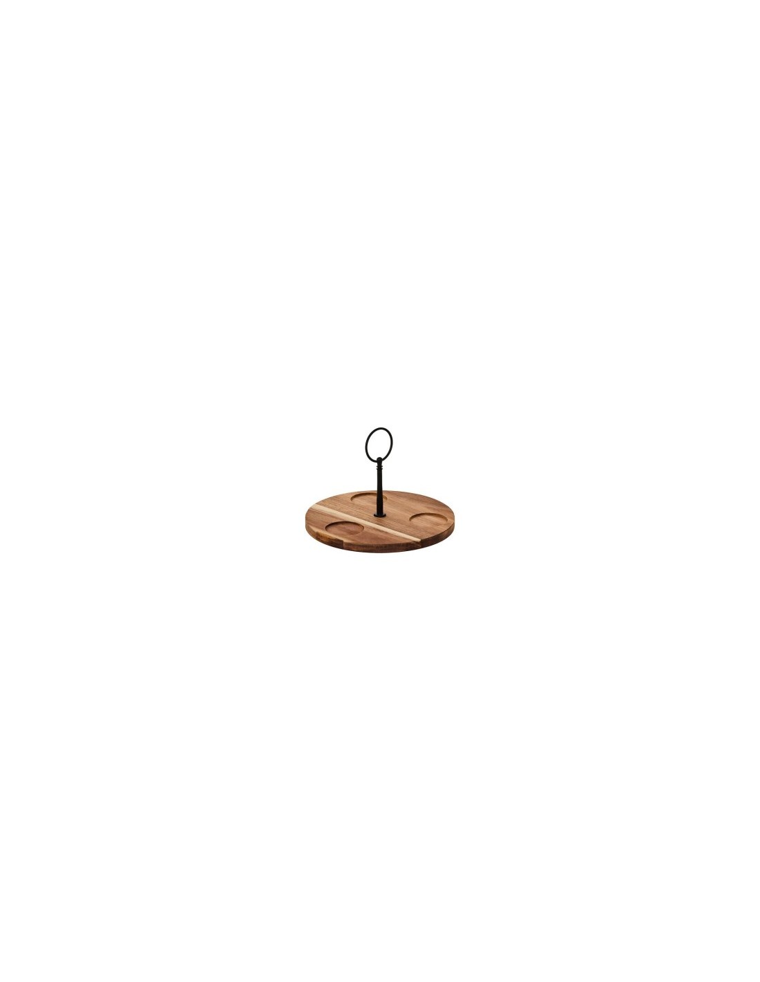 Servizio aperitivo 4 pezzi, vassoio in acacia, coppette in new bone china, bianco, collezione Elegance, diametro 19,5 cm