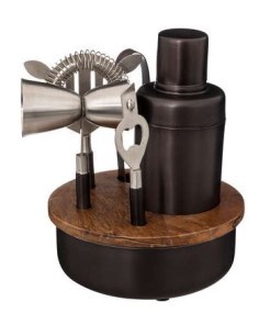 Set per cocktail in legno di mango nero