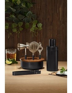 Set per cocktail in legno di mango nero