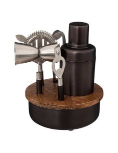 Set per cocktail in legno di mango nero