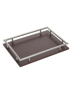 Set cocktail Jules, trasparente, acciaio inox e vetro, con vassoio MDF, collezione Sky Lounge, 31,5x12,2x23,5 cm