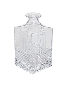 Set whisky Jules, caraffa e 2 bicchieri, vetro trasparente, base in MDF, collezione Sky Lounge, 31,6x11,5x23,4 cm