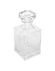 Set whisky Jules, caraffa e 2 bicchieri, vetro trasparente, base in MDF, collezione Sky Lounge, 31,6x11,5x23,4 cm