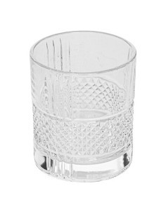 Set whisky Jules, caraffa e 2 bicchieri, vetro trasparente, base in MDF, collezione Sky Lounge, 31,6x11,5x23,4 cm