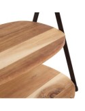 Vassoio a 2 piani Mina, legno di acacia e struttura in metallo nero, moderno, smontabile, 27,5x25,5x25 cm