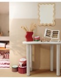 Consolle Olao, L. 100 cm, P. 40 cm, A. 80 cm, pino e MDF avorio