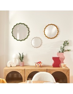 Set 3 specchi rotondi ondulati Judy, plastica, L. 50 cm, P. 1,8 cm, A. 50 cm