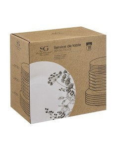 Set di stoviglie 18 pezzi Bianco Floreale
