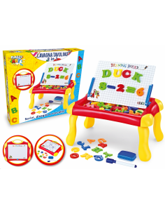PLASTIART - LAVAGNA /TAVOLINO 2 IN 1 CON LETTERE E NUMERI, GIOCO CREATIVO EDUCATIVO PER BAMBINI