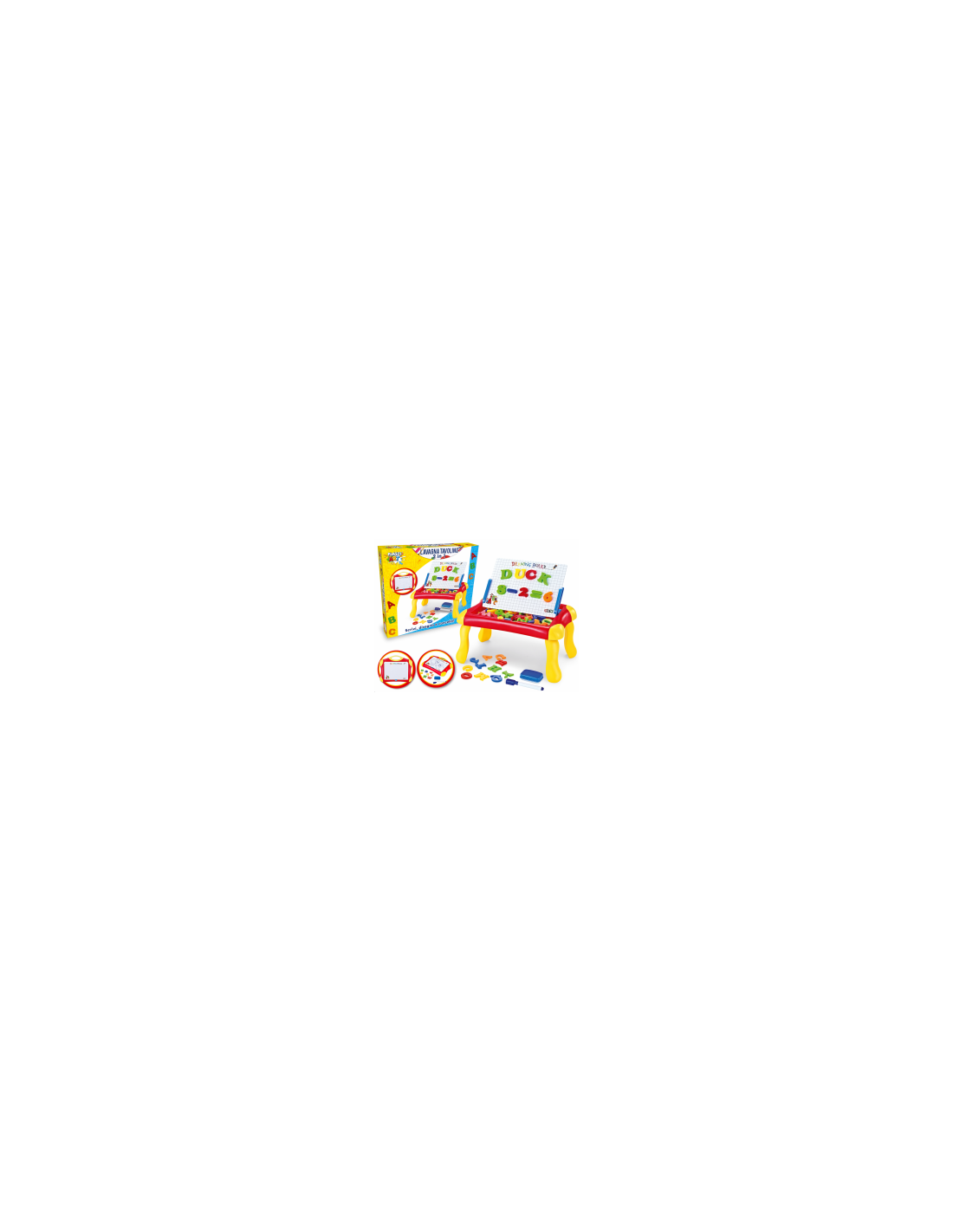 PLASTIART - LAVAGNA /TAVOLINO 2 IN 1 CON LETTERE E NUMERI, GIOCO CREATIVO EDUCATIVO PER BAMBINI