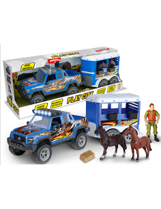 PLAY CITY - PLAYSET TRASPORTO CAVALLI LUCI E SUONI, GIOCO PER BAMBINI, VEICOLO CON ACCESSORI