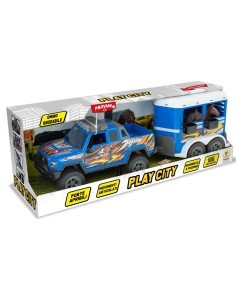 PLAY CITY - PLAYSET TRASPORTO CAVALLI LUCI E SUONI, GIOCO PER BAMBINI, VEICOLO CON ACCESSORI