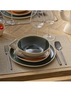 Piatto Fondo Wonja, Ø 19 cm, Verde, Faience, Collezione Wonja, Stile Naturale