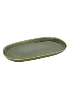 Piatto Ceramica Verde Kaki, Terre Inconnue, 31 x 17,5 x 2,6 cm, Stoneware, Elegante